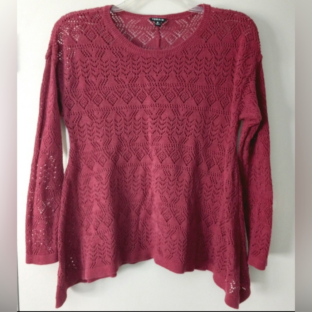 Torrid Burgundy Crochet Knit Top — 16/18